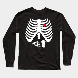 Skeleton  Pizza Beer X-Ray' Halloween Long Sleeve T-Shirt
